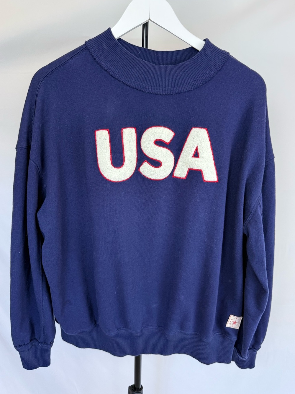 aerie Navy Blue USA Applique Sweatshirt